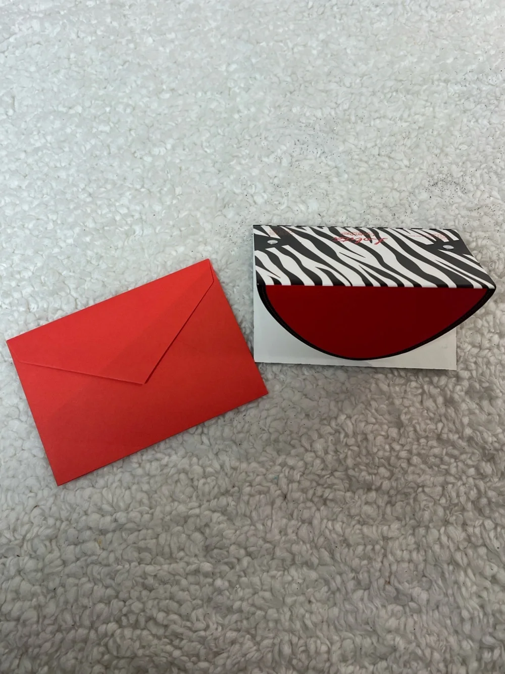 Lolita Red & Black Zebra Flocked Blank Tri-Fold Mini Purse Shaped Notecard Set